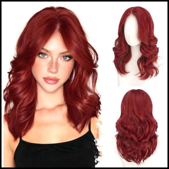 Short Wavy Synthetic Wig Shoulder Length Loose Waves Face Framing Bangs Daily main image 5